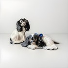Set Of 2 Vtg Cavalier King Charles Spaniel Porcelain Figurines, Czechoslovakia