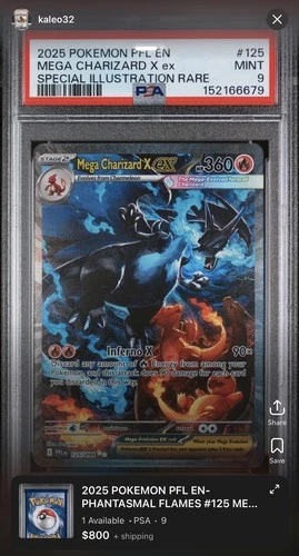2025 POKEMON PFL EN-PHANTASMAL FLAMES #125 MEGA CHARIZARD X EX PSA 9