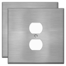 Oversized Stainless Steel Outlet Covers, Centered Duplex 2-gang Wall Plate, 5.5"