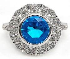 5CT Blue Topaz  Topaz 925 Sterling Silver Ring Jewelry Sz 7 MK1-7