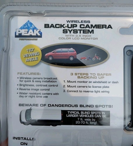 Camera Back Up Wireless Peak System PLCORB 3.5" Color LCD Monitor New Opened - Picture 6 of 6