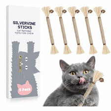 5 Pack Silvervine Sticks Cat Toys Natural Chew Teething Dental Catnip