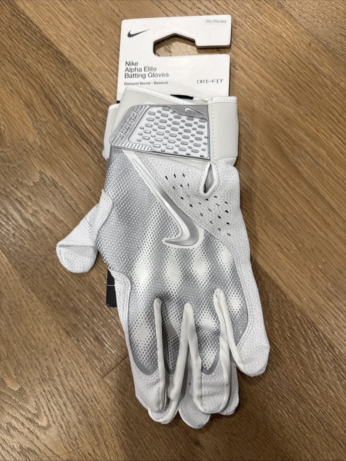 Nike Alpha Elite Batting Gloves Men's Size XXL White/Silver FB2310-123 New thumbnail 2