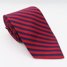 Brooks Brothers Tie Silk Red Blue Striped Repp 3.25" Wide 59" Long Makers