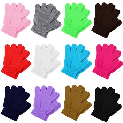 12 Pairs Kid's Winter Magic Gloves Children Stretchy Warm Knit Gloves for Boy...