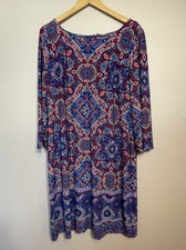 Chaps Boho Women’s Patterned Dress 16 Spring Summer Lightweight Colorful 