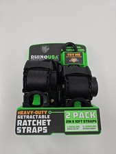 Rhino USA 2in x 10ft Retractable Ratchet Straps, 2 Pack, 1,000lbs Working Load