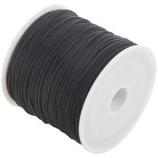 1 Roll 24m Long Black Round Elastic Beading Thread Cord 1mm O7W79243