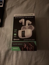 Vivitar Elite Series Wireless Earphones White with Digital LED Display 15hr