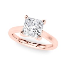Solitaire Princess Lab Grown Diamond Ring VS F 1.5-3.00 Carat 14K Gold Prong Set