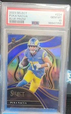 2023 Panini Select PUKA NACUA Rookie Blue Prizm Club Level 72/99 RC PSA 10 Rams