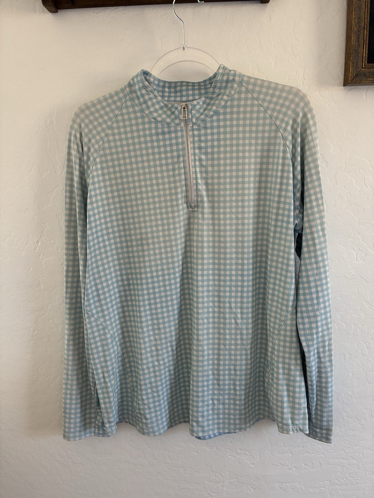 Womens Coolbirdie quarter zip pullover long sleeve athletic/golf XL gingham