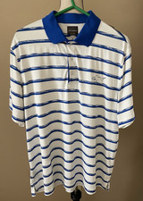 Greg Norman for Tasso Elba Golf Play Dry Polo Shirt, Blue White Stripes, Size XL