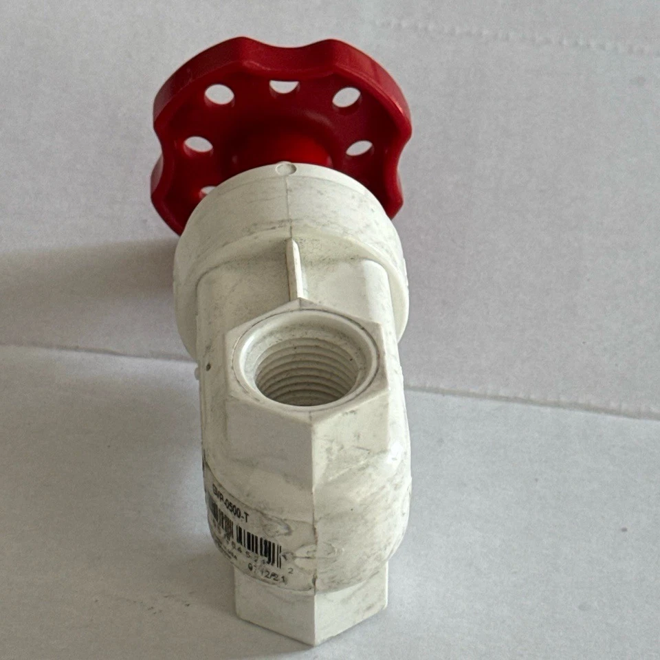 NDS SLO Gate Valve 1/2 Inch White Red GVP-0500-T PVC Durable NSF-61 Certified - Image 2 of 4