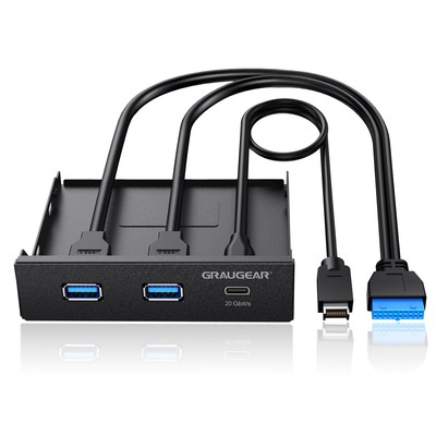 Graugear 35 Inch Usb Hub 20Gbps Usb 32 Gen 2 Usb C 2 Usb 30 Ports Black