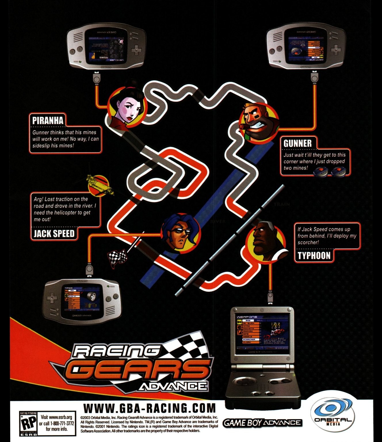 Racing Gears Advance GBA Magazine Ad Nintendo Game Boy Print 2003 Gaming
