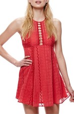 Free People Wherever You Go Red Mini Dress Halter Cutout Boho Festival Flowy 12