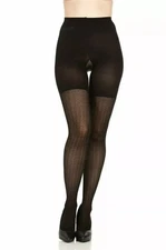 Assets by Spanx Shaping Tights Womens Size 3 Black Wish Bone Pattern Slimming