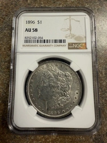 NGC AU58 1896-P Morgan 90% Silver Dollar