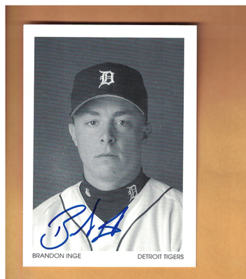 Brandon Inge AUTOGRAPHED DETROIT TIGERS 3.25 X 5.25 PHOTO SIGNED 