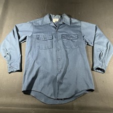 Vintage Dickies Work Shirt Size Medium 15-15.5x33  Made In The USA Navy Blue