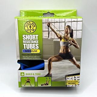 Gold's Gym Short Resistance Tubes Set Foam Handles Chart Included 2pc