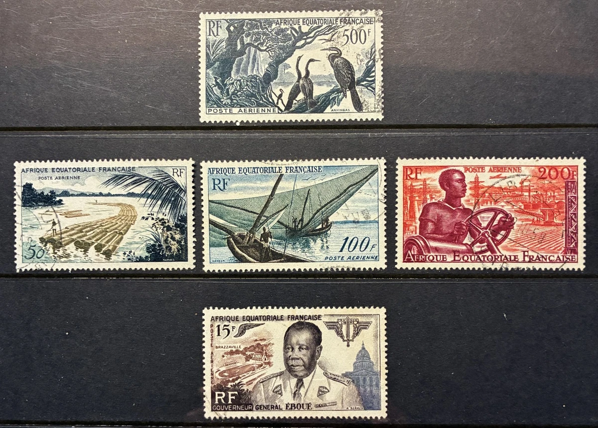 French Equatorial Africa C37, C39-42 used from Palo Album Pages - Cat. $15.20