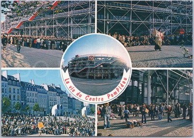 Paris Postkarte Centre Georges-Pompidou Frankreich Menschen Straßenszene