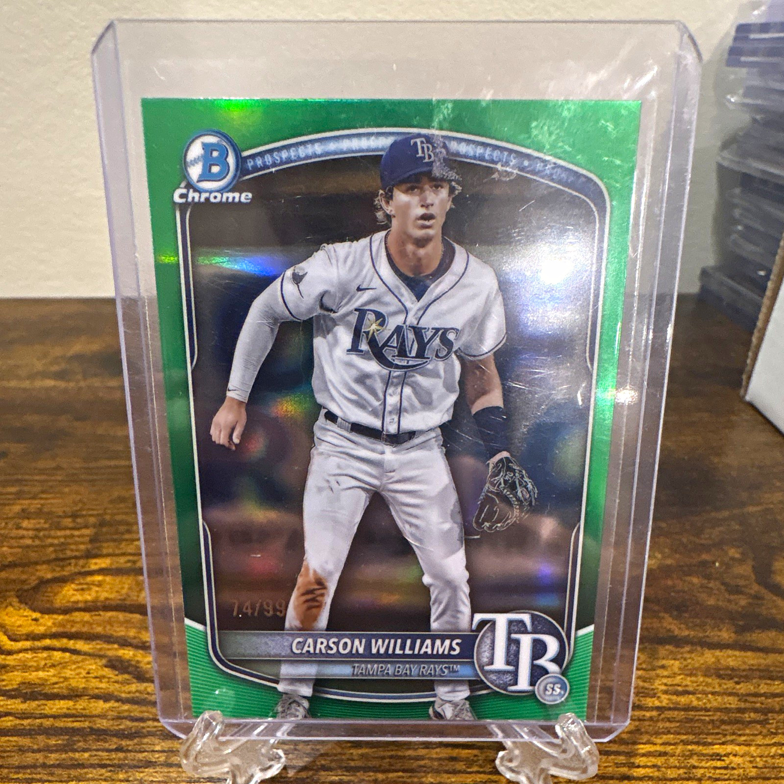 Topps 2025 Bowman Chrome Prospects Carson Williams #BCP-234 Rays Green /99