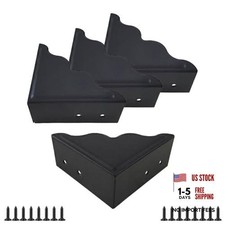Black Metal Corner Protector 3.7x3.7x1.5 Inch - 4 Pack Decor Corner Guard
