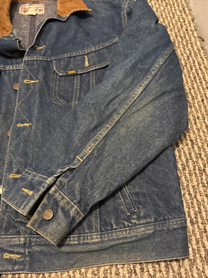 Chaqueta de mezclilla forrada con manta de lana Vinatge Lee Storm Rider para hombre 44R rara excelente Foto 4 de 4