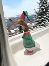 ChiselCraft Hand Carved Wooden Bamboo Root Christmas Elf  Duck Hand Painted B