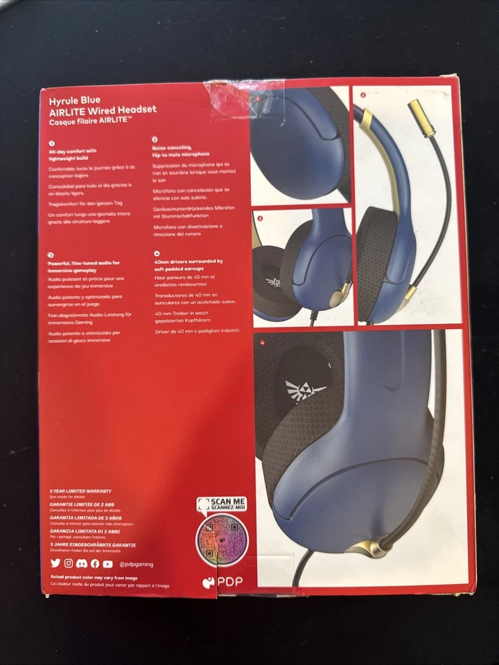 Zelda/Hyrule Blue PDP - AIRLITE Wired Gaming Headset For Nintendo Switch NEW - Image 2 of 3