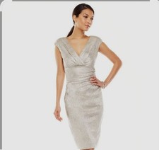 Chaps Metallic Gold Mother Of Bride/Groom Cocktail Dress Size 16