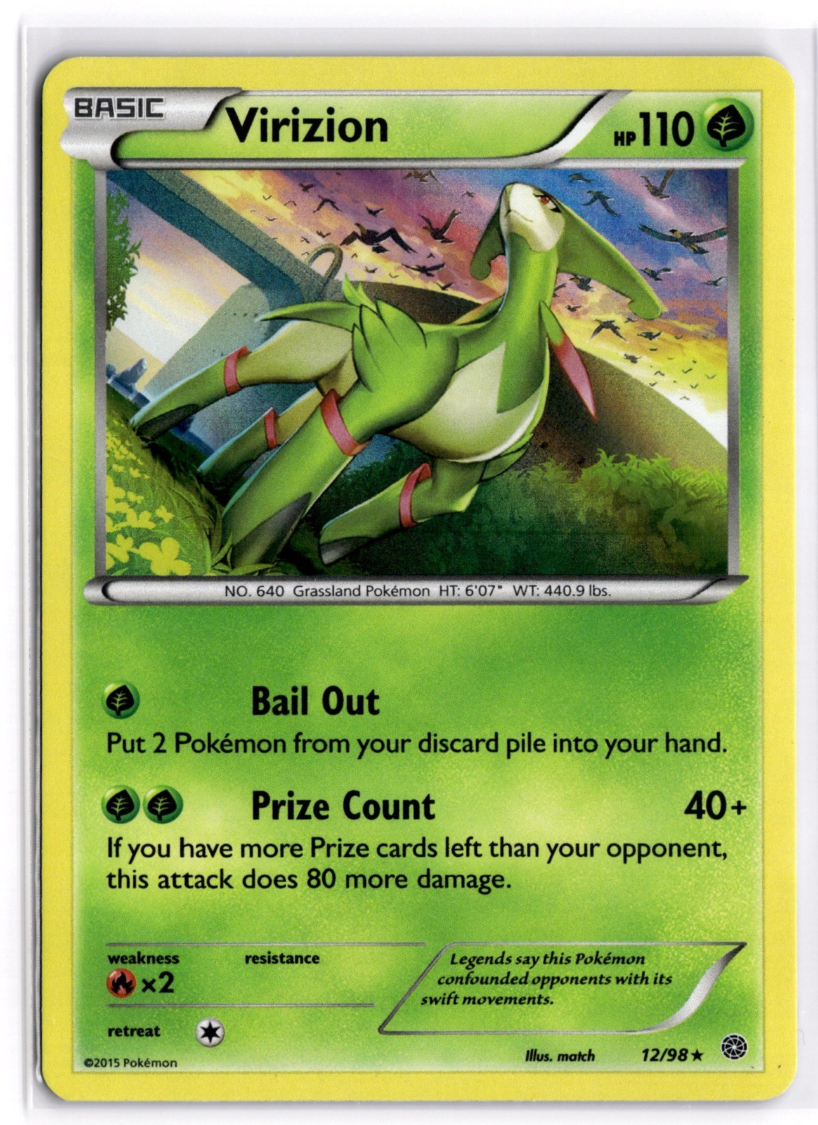Pokemon TCG Virizion 12/98 XY - Ancient Origins Holo Rare Holo NM
