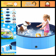 Foldable Dog Pool - Collapsible Plastic Swimming Pool for Pets, 64"x12