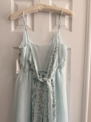 Trixxi Woman's Mint Green Floral Maxi Dress, Lined w/Adjustable Straps &  Tie S | eBay