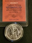 2019 Silver Shield 1 Ozt 999 FS Medallion "Organized Crime" BU With COA