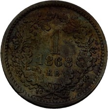 RDR Austria Hungary 1 Kreuzer Franz Joseph 1868 3.5g Original Coin #DD367