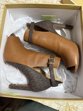 Michael Kors Womens Brown Leather Open Toe Ankle Strap Stiletto Heels 7M