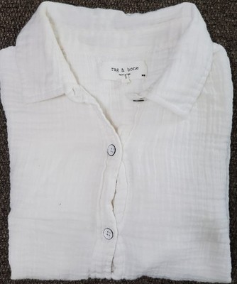 Rag 1& Bone Women's White Lightweight Cotton Button Up Shirt Size Medium