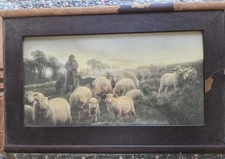 Antique Chromolithograph “Return to Home Pasture” Campbell Art Co. c.1900 Sheep