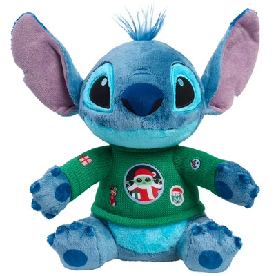 Disney Stitch Holiday Christmas Plush 12.5'' with Baby Yoda Sweater Star Wars NEW