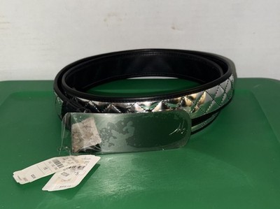 NWT $495 Giuseppe Zanotti Men's Buckle Black Chrome Leather Belt size 115 (46?)