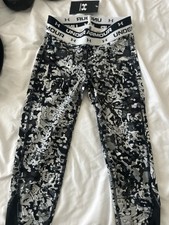 Under Armour Patterned Leggings Kids Youth Small - Black Grey Athletic Gym