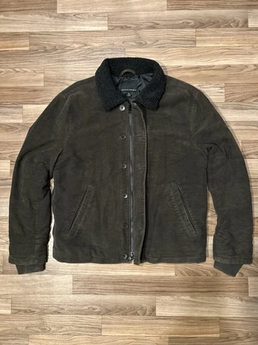 Banana Republic Discontinued Moleskin Sherpa-Lined Jacket Olive Green Medium Men - product listing photo