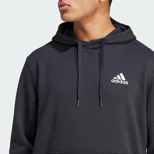 Adidas Men's Essential Fleece Hoodie Feelcozy Sweatshirt Black GV5294 - Picture 2 of 8