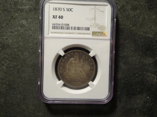 1870-S NGC XF 40 Seated Liberty Half Dollar Premium Coin SLABZ
