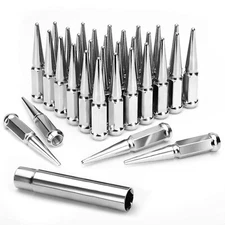 32PC 9/16 Chrome Spike Lug Nut FOR 94-11 Ram 2500 3500 88-97 F250 F350 4.4" TALL