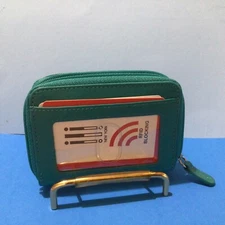 New ILI Green Billfold Wallet Card Case Holder BRAND NEW With Tags RFID 6714 Aqu